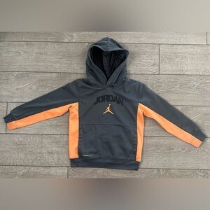 Nike Jordan Therma Fit Pullover Hoodie/Jacket Grey/Orange Kids Size 5-6